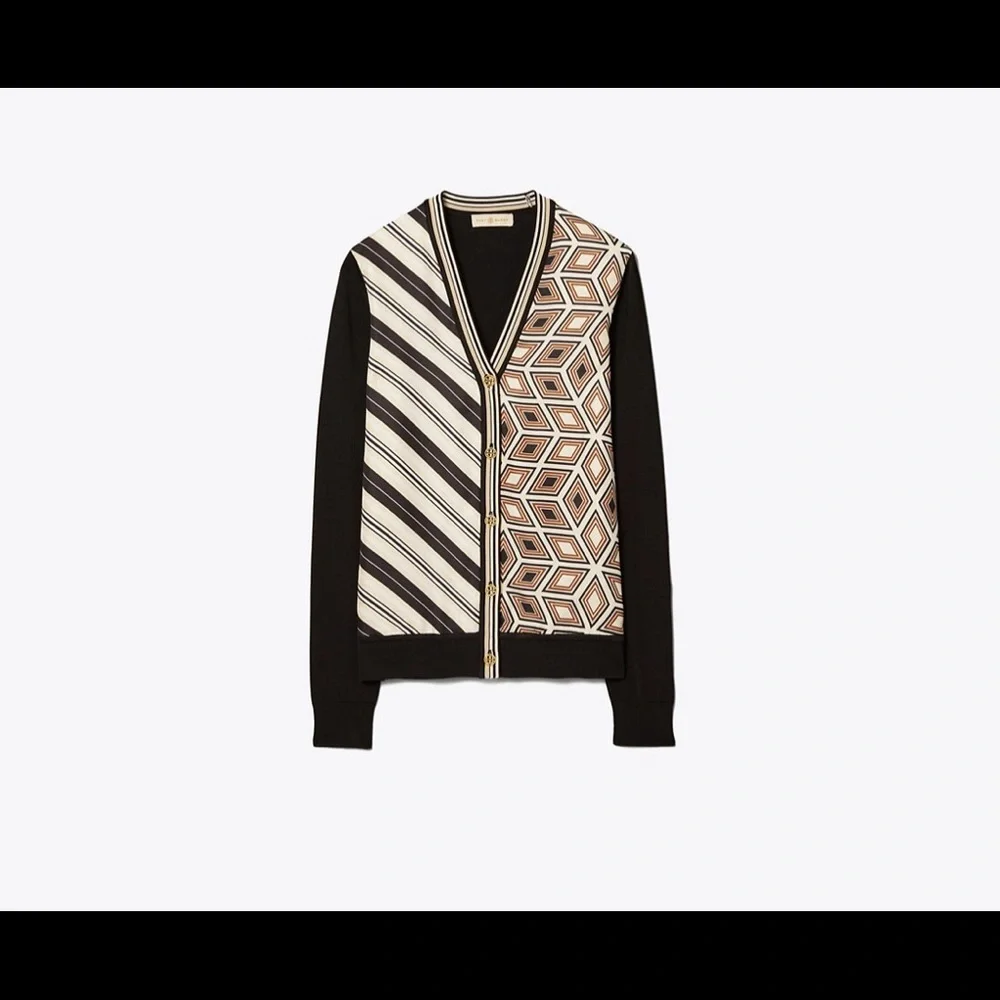 NWT Tory Burch Silk Front Cardigan Sweater